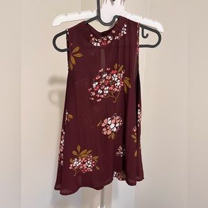 Sleeveless, high neck LOFT tank with floral pattern